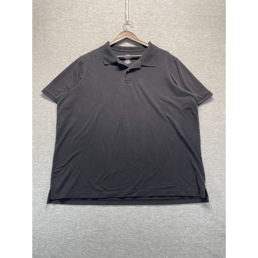 George Polo Shirt Mens 2XL Black Stretch 2 Button Placket Collared Golf Tennis